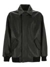 Loewe Leather Bomber Jacket In Black