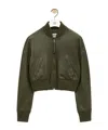 Loewe Leather Bomber Jacket In Green