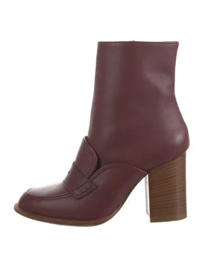 Pre-owned Loewe Leather Boots In Burgundy