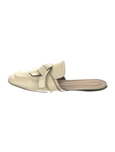 Pre-owned Loewe Leather Bow Accents Mules In Neutral