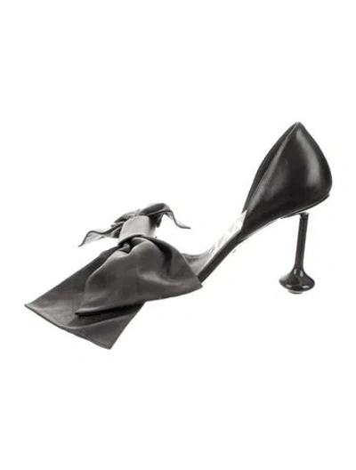 Pre-owned Loewe Leather Bow Accents Slides In Black