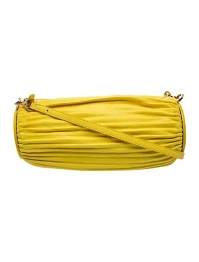 Pre-owned Loewe Leather Bracelet Pouch In Yellow