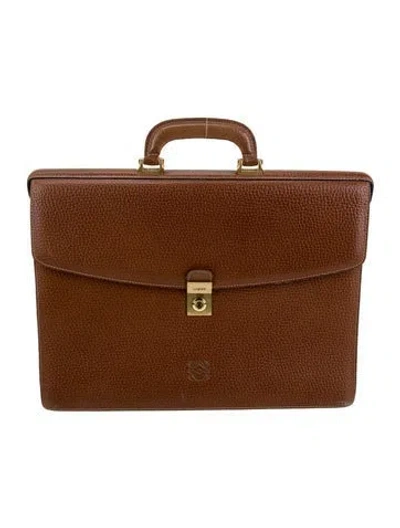 Pre-owned Loewe Leather Briefcase In Neutral