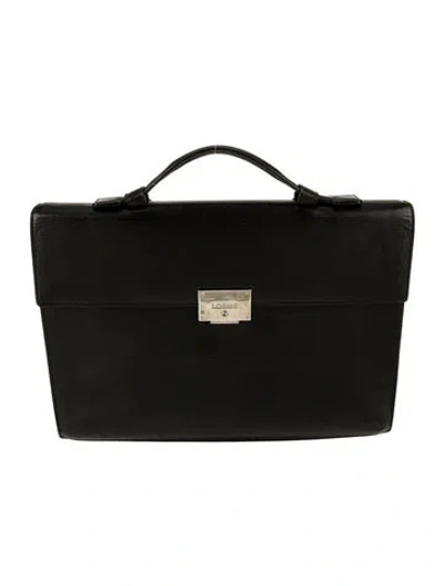Pre-owned Loewe Leather Briefcase Vintage In Black