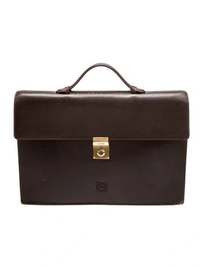 Pre-owned Loewe Leather Briefcase Vintage In Brown