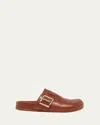 Loewe Leather Buckle Mules In Rust