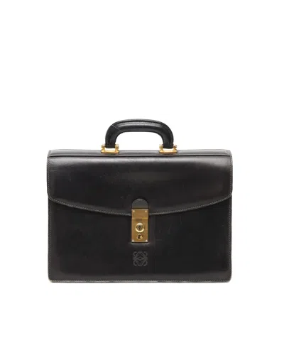 Loewe Leather Business Bag In Black