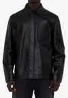 Loewe Embossed Anagram Leather Jacket In Black