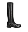 Loewe Campo Biker High Boot In Black Calfskin Leather In Black