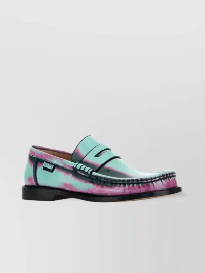 LOEWE LEATHER CAMPO LOAFERS CONTRAST STITCHING