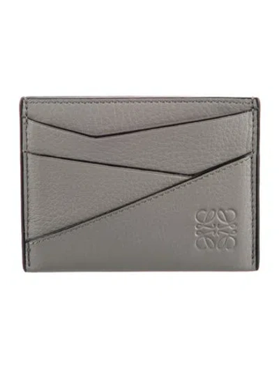 Pre-owned Loewe Leather Card Holder In Gray