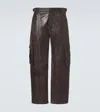 Loewe Mens Brown Wide-leg Side-pocket Leather Cargo Trousers In Brown