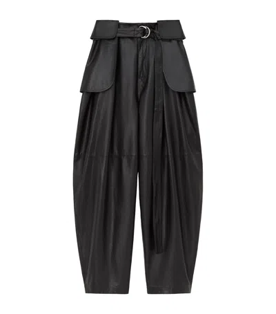 Loewe Leather Cargo Trousers In Black