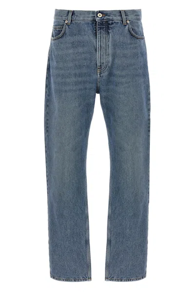 Loewe Leather Carrã© Jeans In Blue