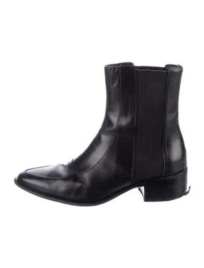 Pre-owned Loewe Leather Chelsea Boots In Black