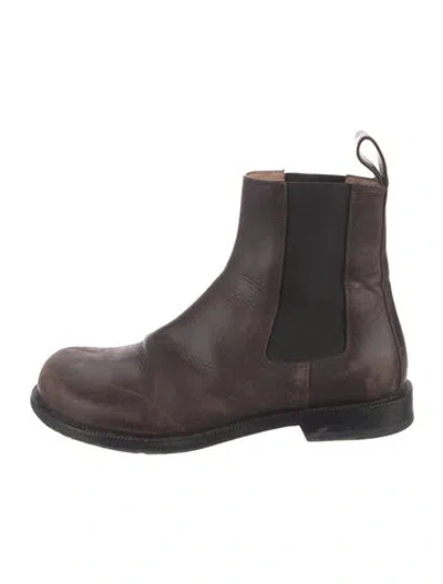 Pre-owned Loewe Leather Chelsea Boots In Brown