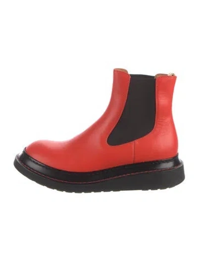Pre-owned Loewe Leather Chelsea Boots In Red