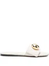 Loewe Leather Circular-embellishment Sandals In White