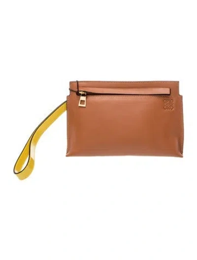 Pre-owned Loewe Leather Clutch In Brown