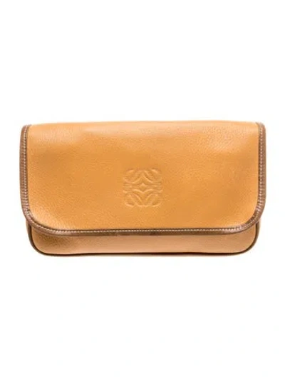 Pre-owned Loewe Leather Clutch In Neutral
