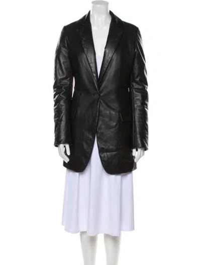 Pre-owned Loewe Leather Coat In Black