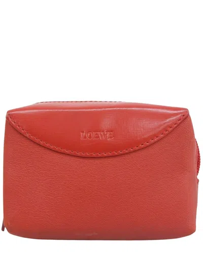 Loewe Leather Coin Case Red (authentic Pre-loved) In Brown