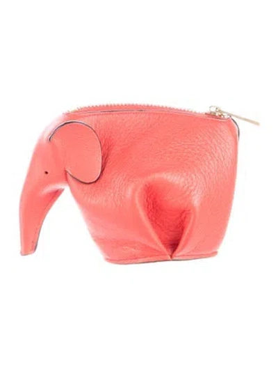 Pre-owned Loewe Leather Coin Pouch In Red