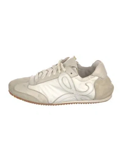 Pre-owned Loewe Leather Colorblock Pattern Athletic Sneakers In White