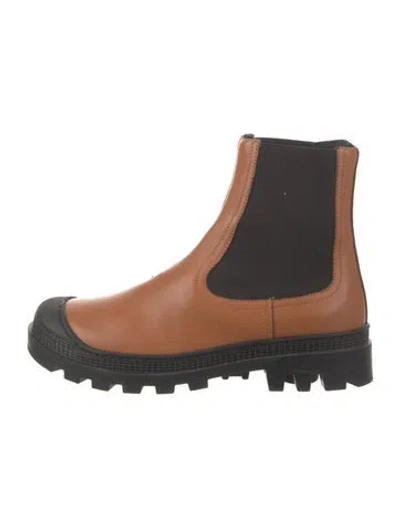 Pre-owned Loewe Leather Colorblock Pattern Chelsea Boots In Brown