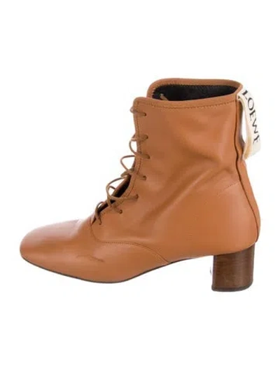 Pre-owned Loewe Leather Colorblock Pattern Combat Boots In Neutral