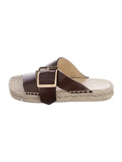 Pre-owned Loewe Leather Colorblock Pattern Espadrilles In Brown