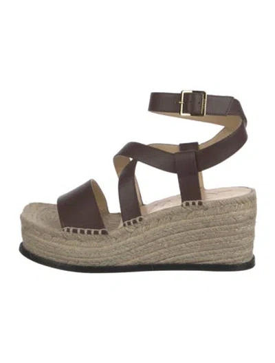 Pre-owned Loewe Leather Colorblock Pattern Espadrilles In Brown