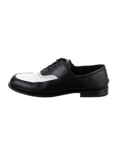 Pre-owned Loewe Leather Colorblock Pattern Oxfords In Black