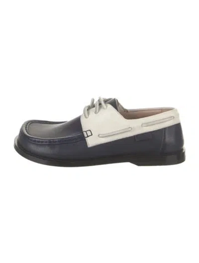 Pre-owned Loewe Leather Colorblock Pattern Oxfords In Blue