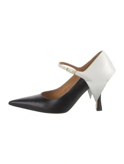 Pre-owned Loewe Leather Colorblock Pattern Pumps In White