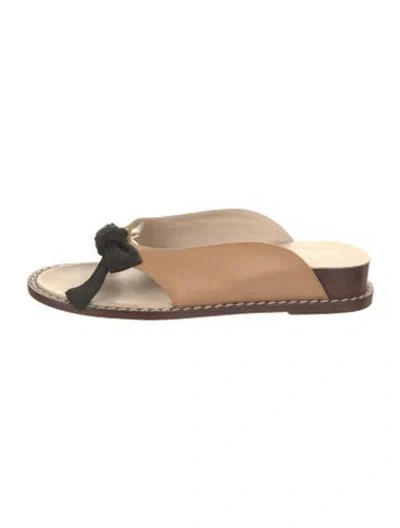 Pre-owned Loewe Leather Colorblock Pattern Slides In Neutral