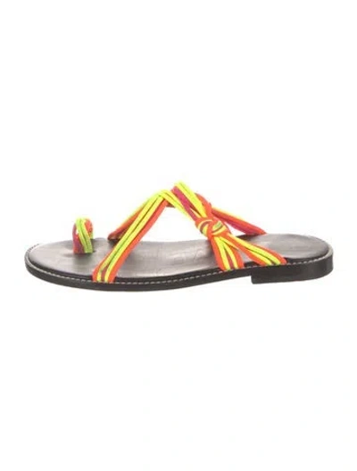 Pre-owned Loewe Leather Colorblock Pattern Slides In Orange