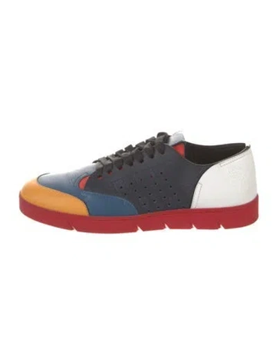 Pre-owned Loewe Leather Colorblock Pattern Sneakers In Blue