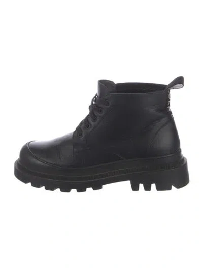 Pre-owned Loewe Leather Combat Boots In Black