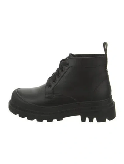 Pre-owned Loewe Leather Combat Boots In Black