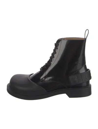 Pre-owned Loewe Leather Combat Boots In Black