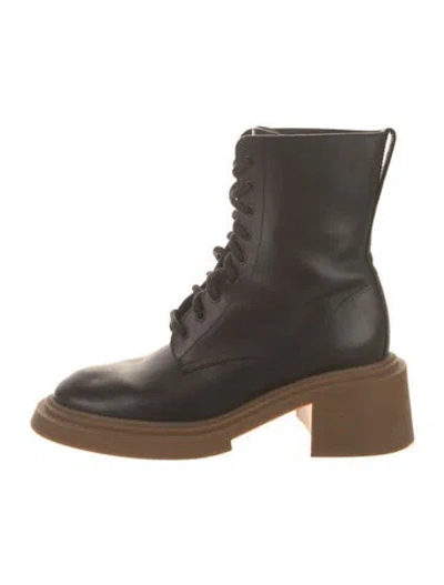 Pre-owned Loewe Leather Combat Boots In Black
