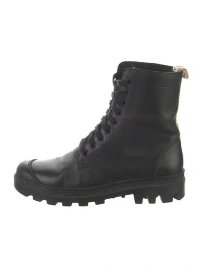 Pre-owned Loewe Leather Combat Boots In Black