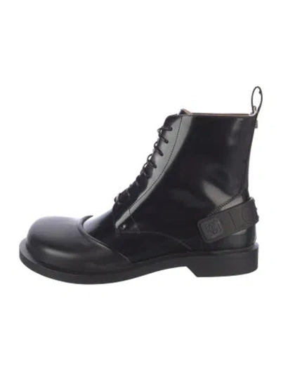 Pre-owned Loewe Leather Combat Boots In Black
