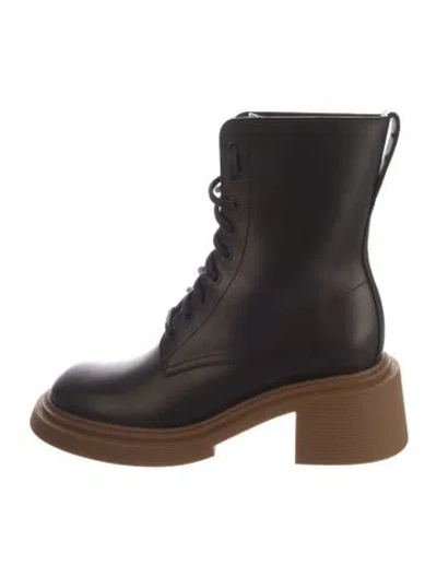 Pre-owned Loewe Leather Combat Boots In Black