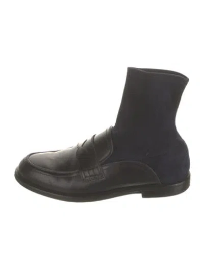 Pre-owned Loewe Leather Combat Boots In Blue