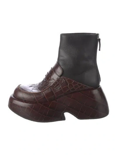 Pre-owned Loewe Leather Combat Boots In Multi