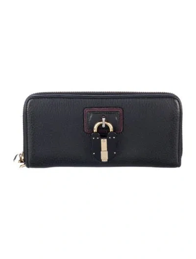 Pre-owned Loewe Leather Continental Wallet In Black