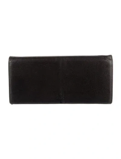 Pre-owned Loewe Leather Continental Wallet In Black