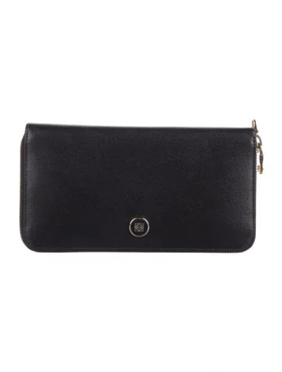 Pre-owned Loewe Leather Continental Wallet In Black